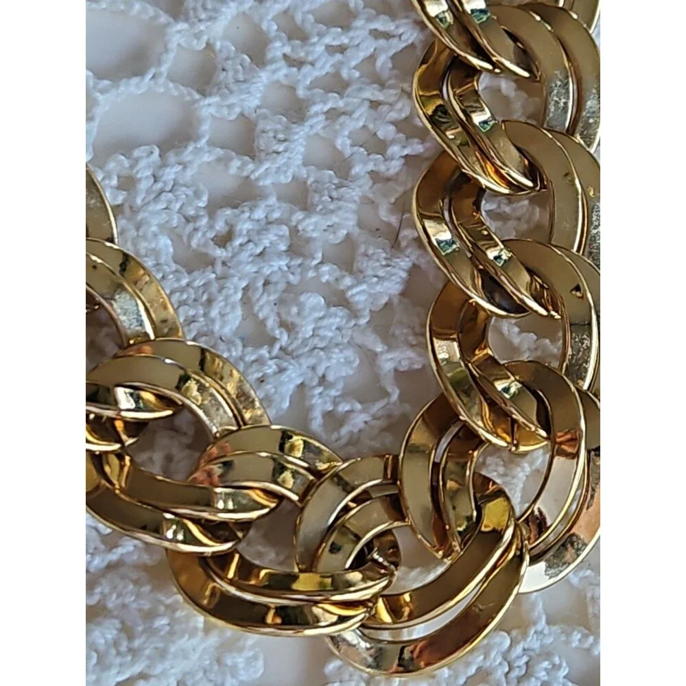 Vintage Monet Gold Tone Double Curb Link Chain Adjustable Hook Necklace 21